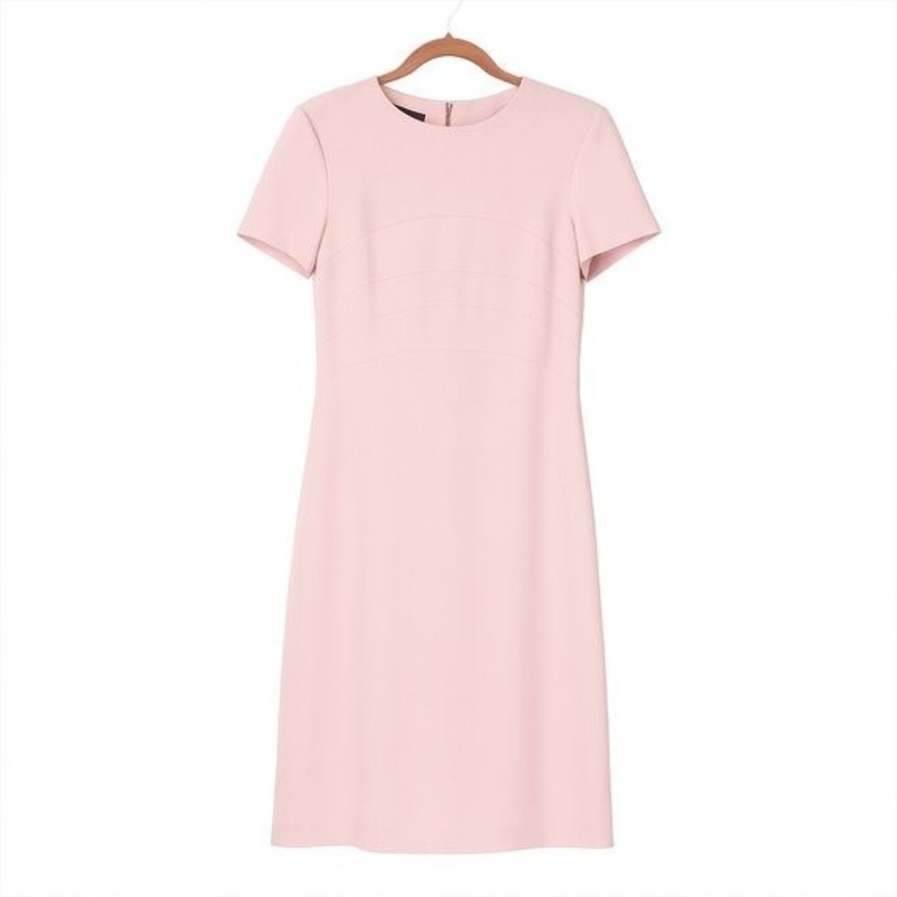 Escada Petal Pink Short Sleeve Midi Dress US 4 Size 36 Elegant Minimalist Chic